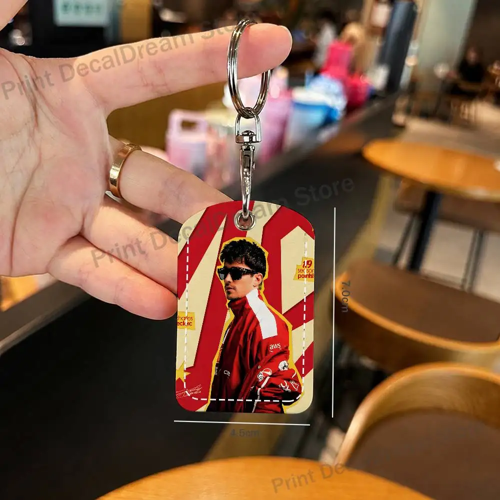 C-Charles L-Leclerc Leather Card Holder Keychain Key Ring Door Lock Access Tags ID Card Access Card  Air Tag Case Keychain image 4