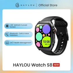 HAYLOU reloj inteligente S8 para hombre, pulsera con pantalla curva AMOLED de 1,96 pulgadas, BT5.3, Bluetooth, llamada, AI, asistente de voz, 20 días