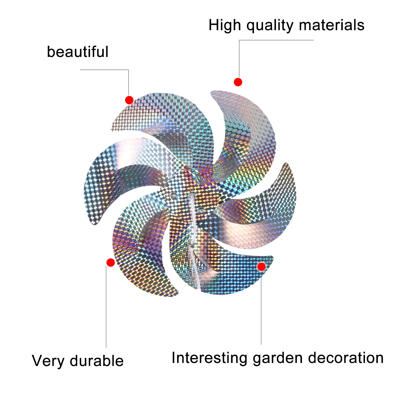 

Reflective Pinwheels Windmill String Bird Repellent Device Durable Materials Garden Farm Lawn Decoration Easy Use