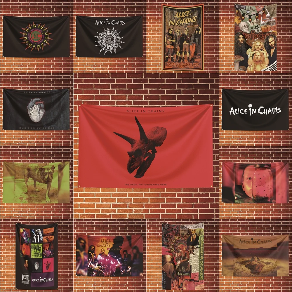 Alice in Chains Flag Banner For Fan Cave Watch Party Tailgate Gathering Indoor Outdoor Backyard Home Festival Ornament Supply