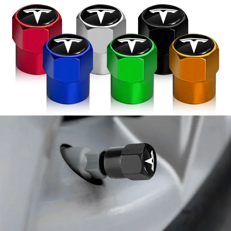 4Pcs Car Tire Valve Caps Metal Tyre Air Stems Cover For Tesla Model 3 Y S X Roadster Model 3 S X Y 2022 Invader Coil Mod WYE K80