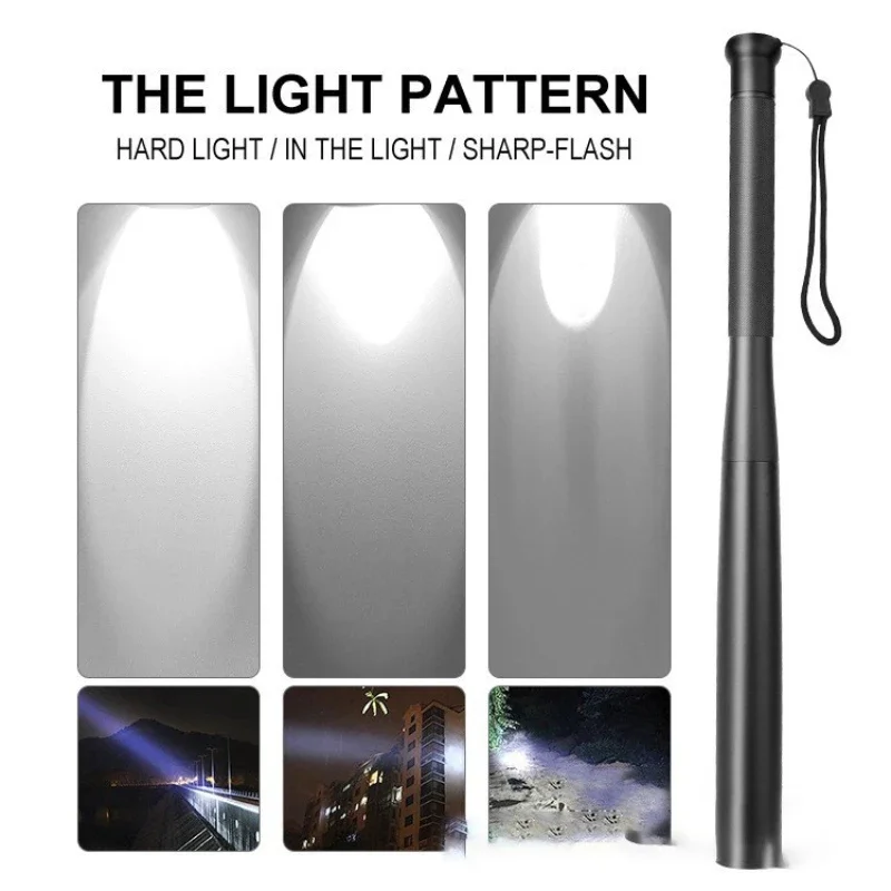 49/41cm Self Defense Flashlight Stick Aluminum Alloy Baseball Bat Flashlight Outdoor Safety Survival Equipment Torch Light Stick