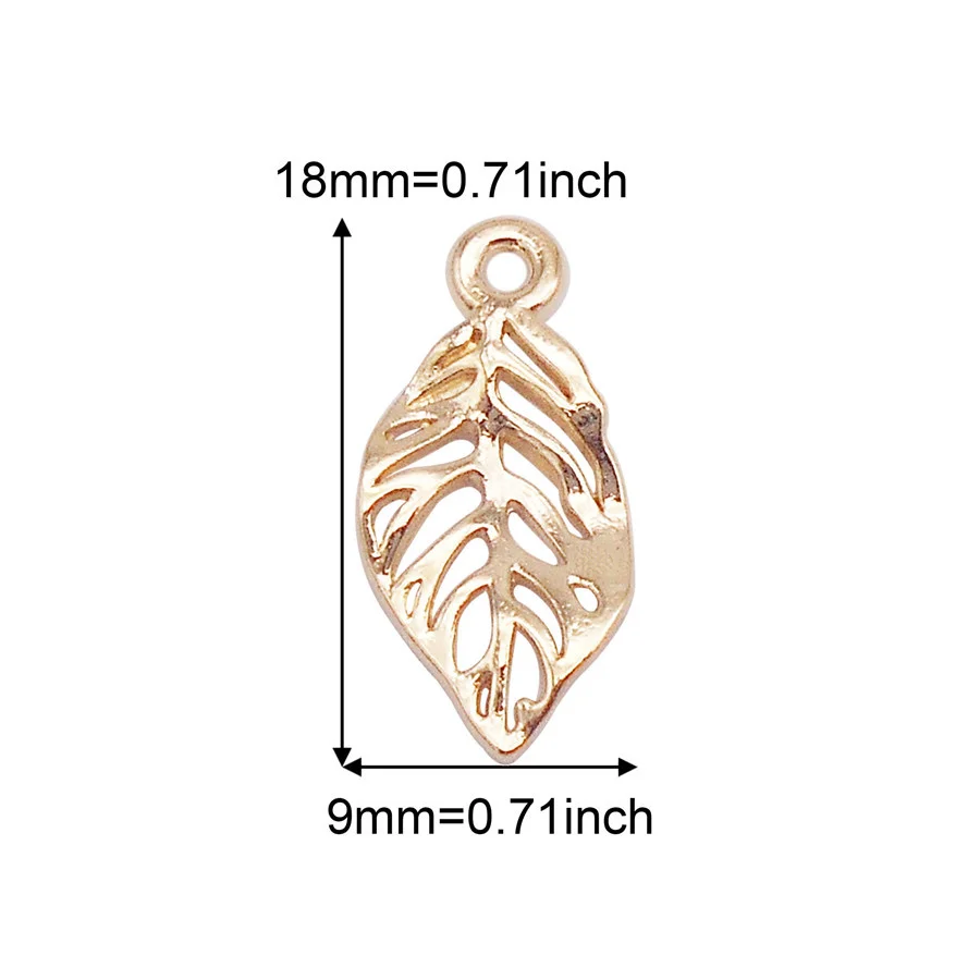 20PCS Small Tree Leaves Charms Gold Color Alloy Hollow Leaf Pendant Necklace Bracelet Earrings Jewelry Accessory