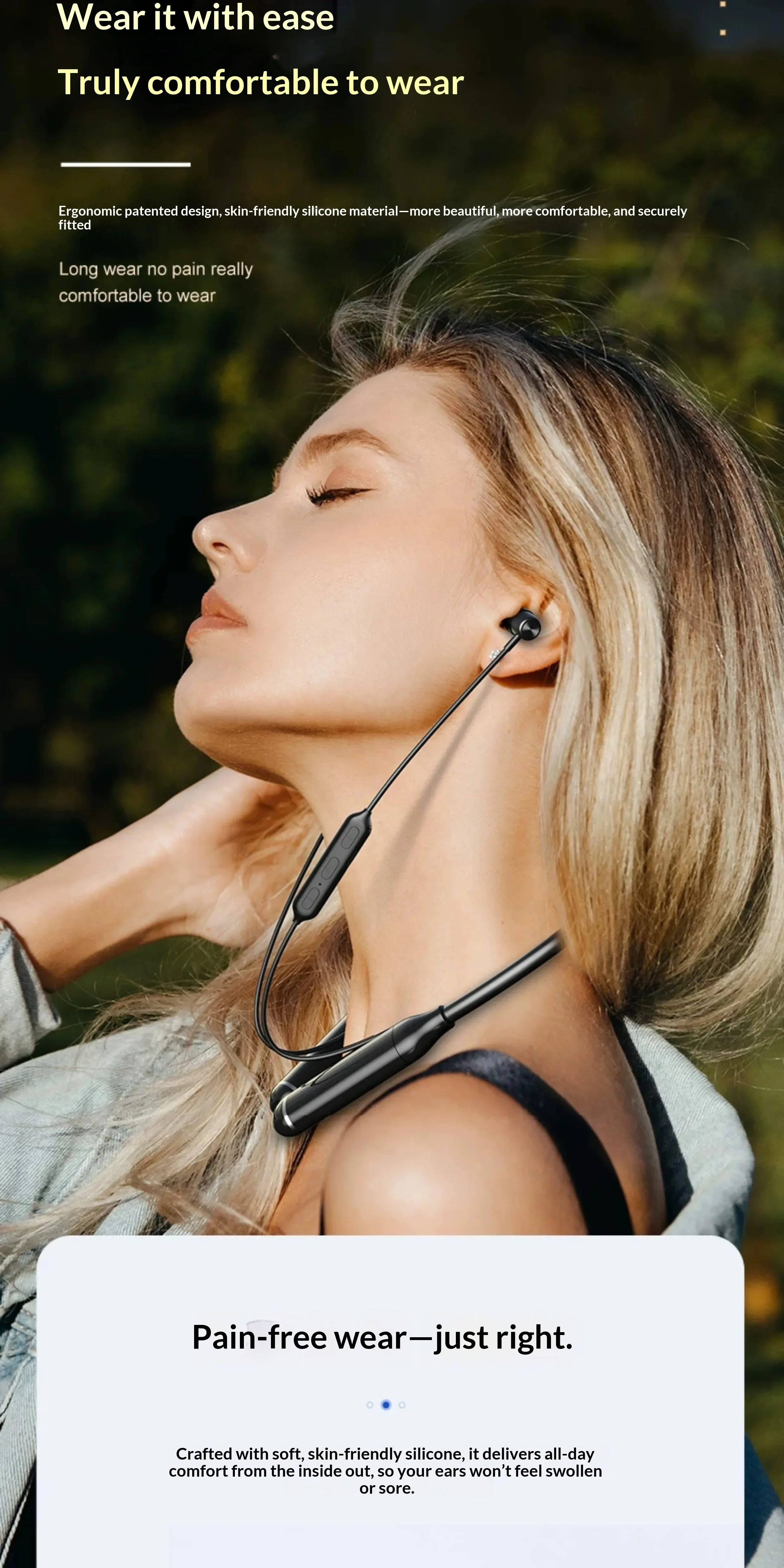 Kinbas F71Plus Bluetooth Neckband Headphones High Fidelity Sound Lightweight Sweatproof In Ear Earphones For Workout