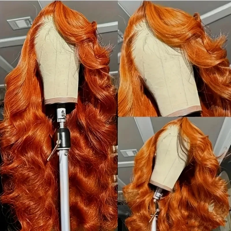 30 بوصة اللون 350 الزنجبيل شعر مستعار الجسم موجة الشعر البشري 13x6 الجسم موجة شعر مستعار 13x4 HD الدانتيل الشفاف الباروكات الأمامية شعر الإنسان 250 الكثافة