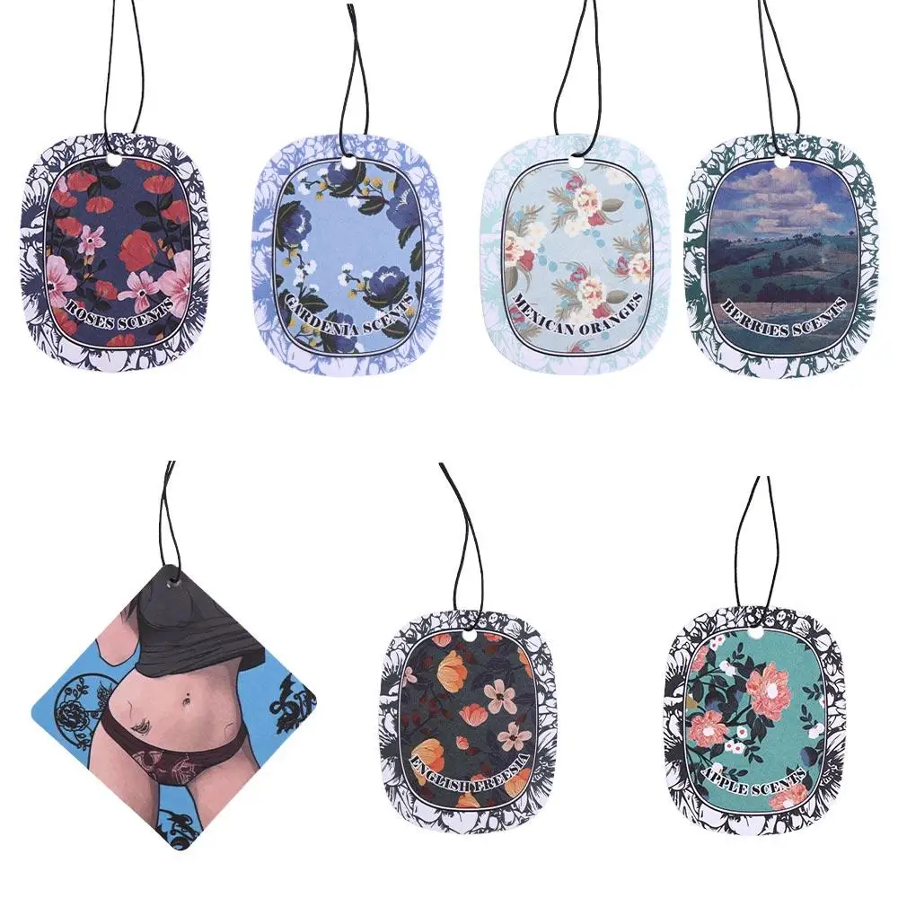 

Paper Car Fragrance Hanging Decoration Flower Ellipse Rearview Mirror Perfume Pendant Car Air Freshener Long-lasting