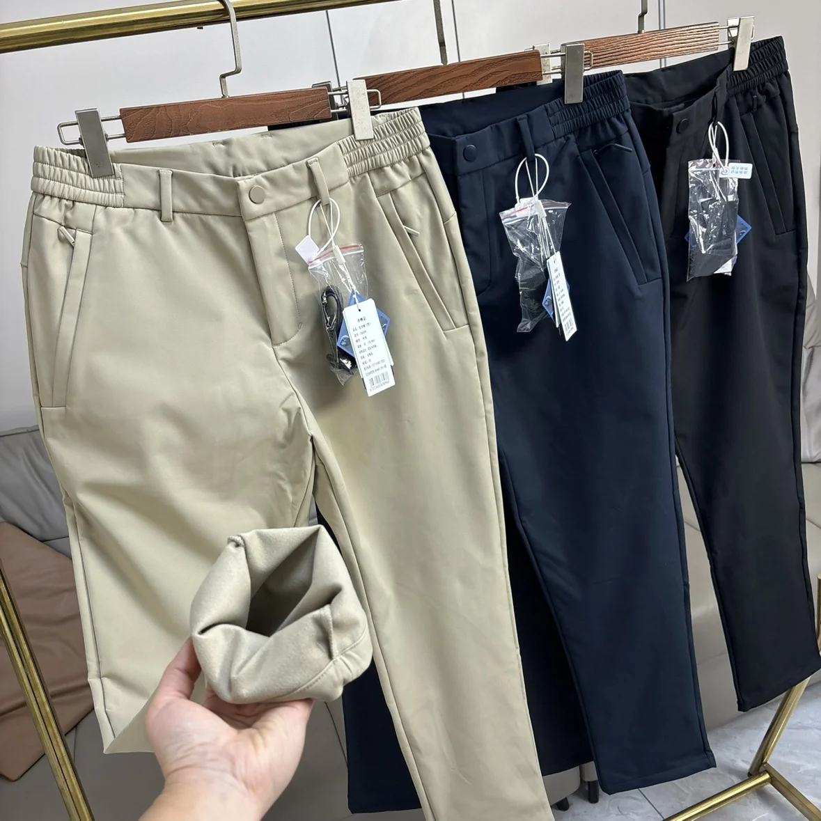 

Мужские уличные брюки Softell с синим поясом, ветрозащитные, водоотталкивающие, прямого кроя, повседневные, зимние, длинные