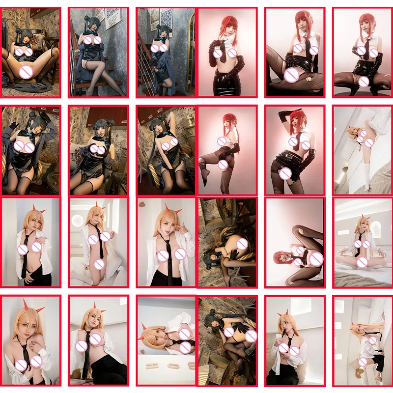 Sexy Nude Girl Cosplay Card 24pcs 5.4*8.6cm Makima Goddess Story ACG DIY Adult Toys Rare Nude Card Collection Cards Chainsaw