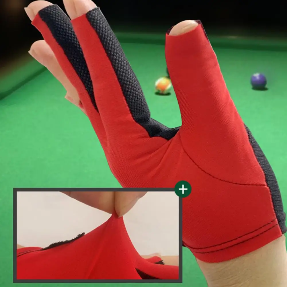 1pc luva de bilhar antiderrapante absorvente de suor respirável das mulheres dos homens mão esquerda snooker cue esporte luva de 5 dedos acessório de bilhar