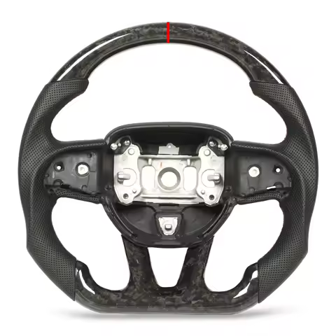 Forged Dry Carbon Fiber Steering Wheel Perforated Leather Replacement for Dodge Challenger Charger SRT HELLCAT 2015‑2022