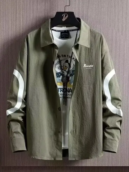 

Casual Embroidered Patchwork Long Sve Men's irt Spring Autumn 2026 New Sle Breathable Comfortable Youth Trend Workwear...