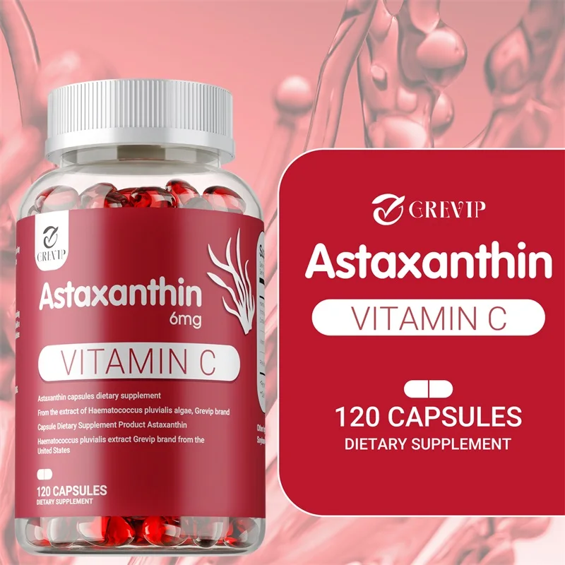 

Астаксантиновые капсулы, 6 мг, способствующие сердечно-сосудистую и кровомеболизму, устраняют диарею, артрит и боль.