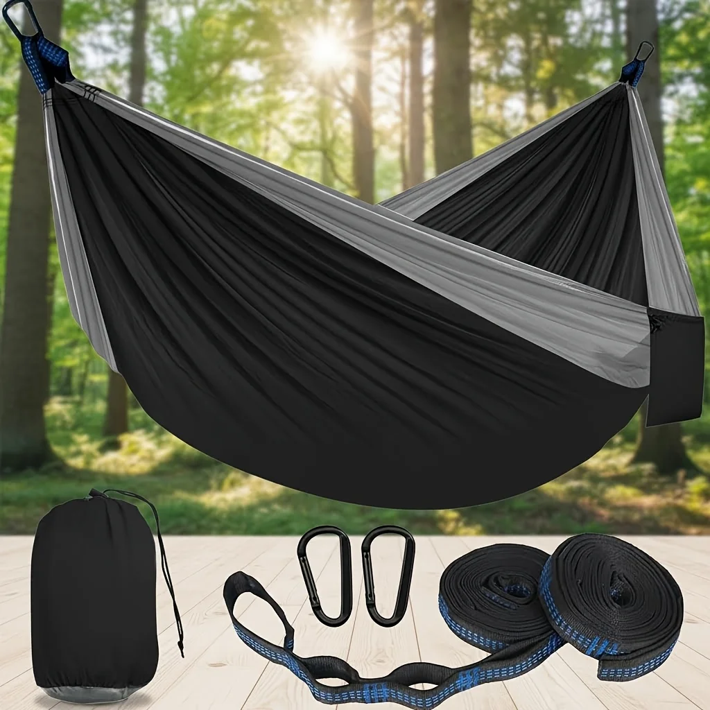 

Camping Hammock Portable Double Single Black Gray 500 Lbs Tree Strap Clip Bag Lightweight Travel Hiking Beach Backyard Backpack