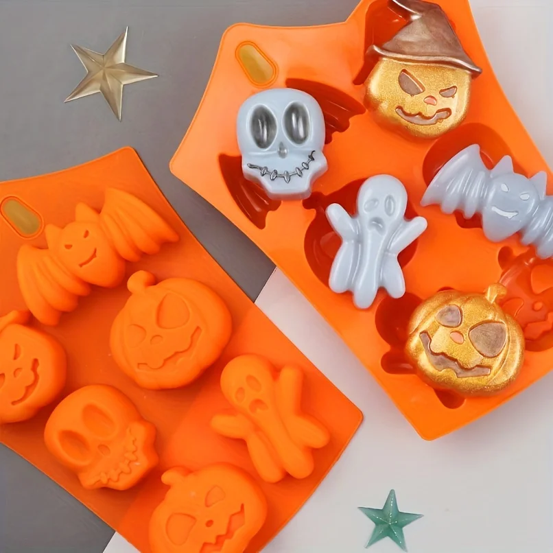 1 molde para galletas y pasteles de Halloween, calabaza, fantasma, murciélago, bonito espectro en forma de silicona, molde para galletas hecho a mano, herramienta de decoración DIY