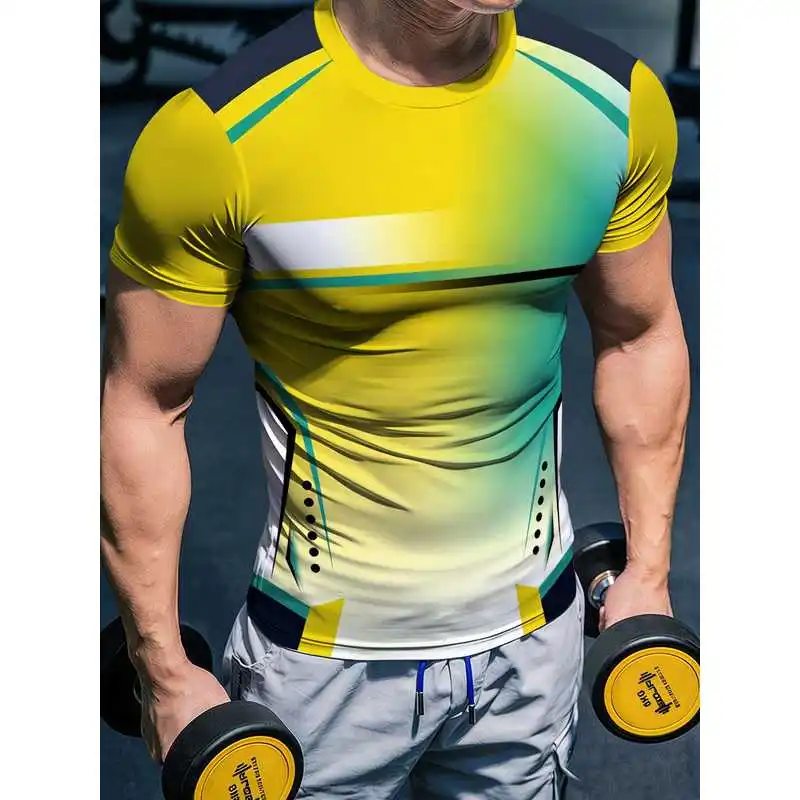 Men's Round Neck Fitness Training Tight-Fitting Short Sleeve Shirt High-elastic slim-fit muscle sports casual top