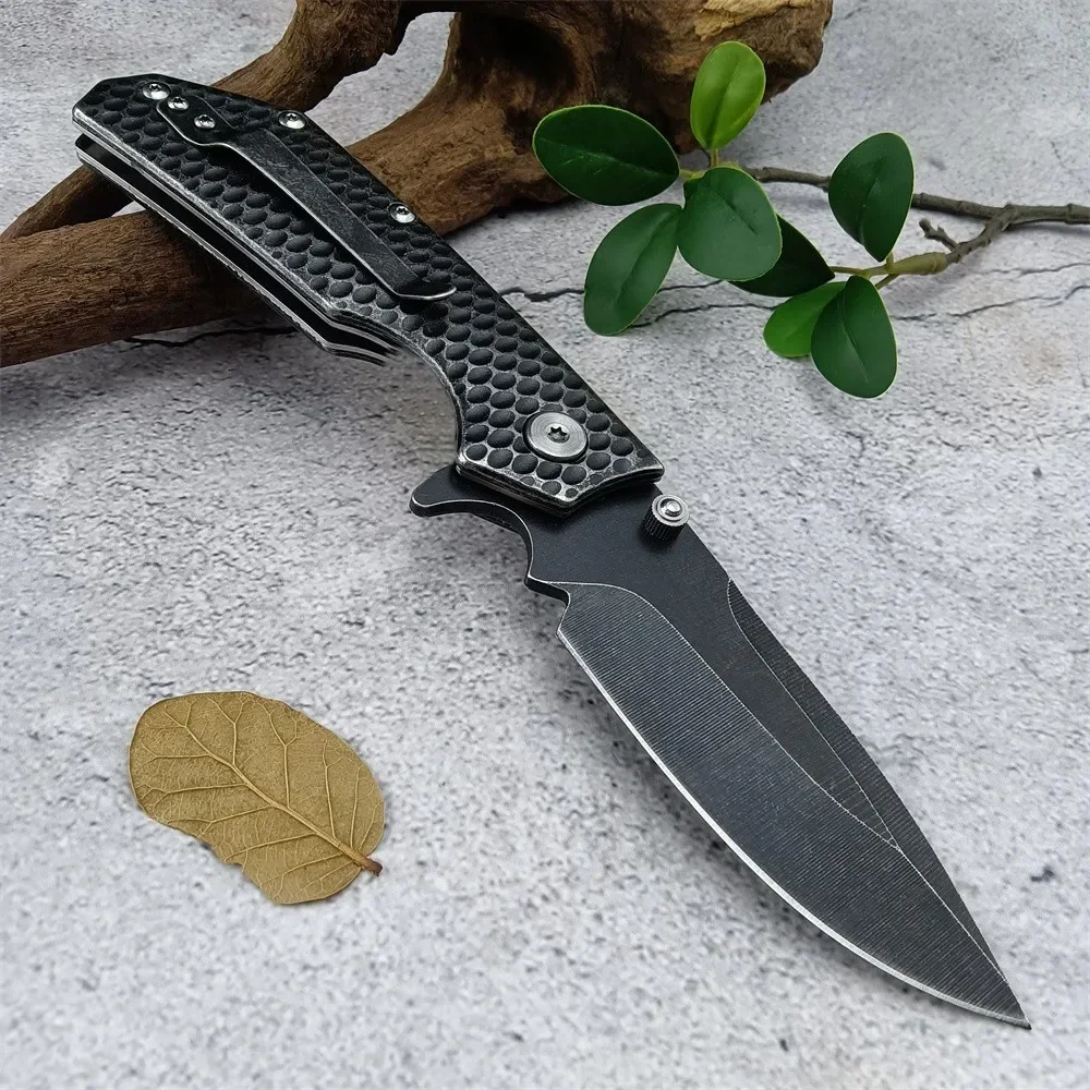 Tactical Strider Flipper Folding Knife 7Cr13mov Stonewash Blade 420 Steel Handle EDC Survival Hunting Pocket Knife EDC Tools