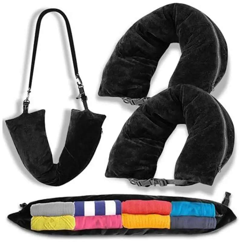 Neck Pillow Stuffable Clothing Travel Neck Pillowcase Portable Travel Neck Pillow For Train With Refillable Support For Outdoor