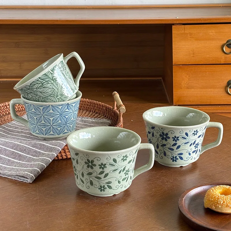 

Креативная керамическая кружка с кракле и глазурью, большая емкость, ретро-кофейная чашка для домашнего использования, чашка для овсянки