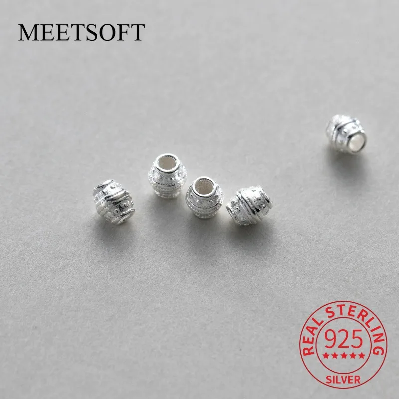 

925 Sterling Silver Charming Geometric Thread Olive Charm Beads DIY Bracelet Necklace Handmade Woven Rope Material Accessory