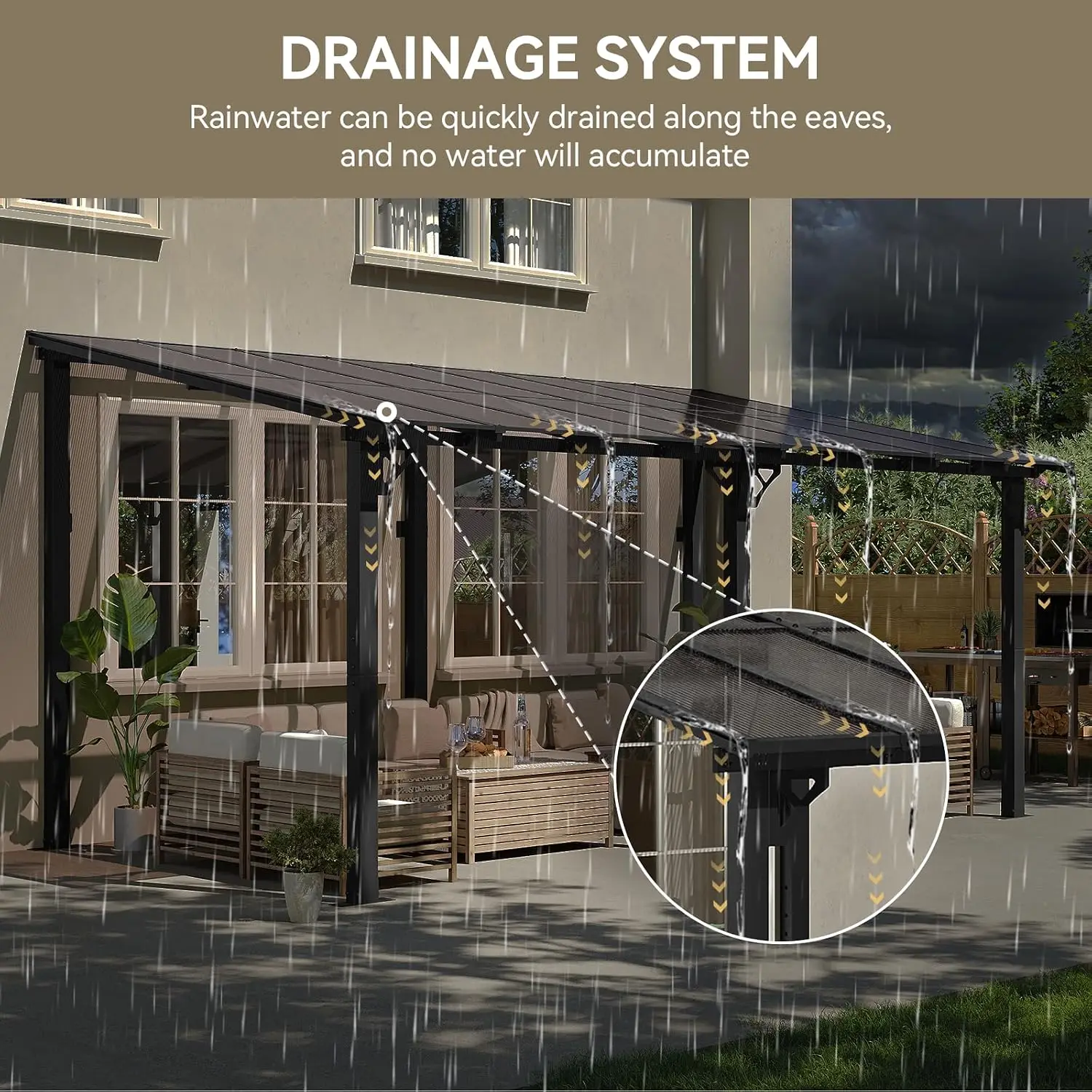 16' x 10' Gazebo for Patio, Gazebo Pergola with Sloped Roof, Black