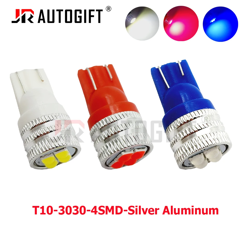 

200PCS 12V 24V T10 LED W5W 168 194 3030 4SMD Aluminum Car Interior Light Auto Marker Lamp Wedge Tail Side Bulb White Red Yellow