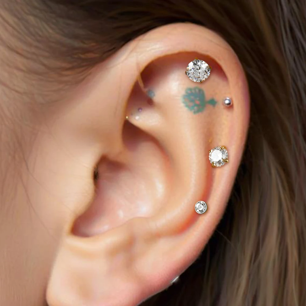 10 Stück/Set G23 Titan Zirkon Labret Lippenring Ohrstecker Ohr-Tragus-Knorpel-Helix-Conch-Ohrpiercing Körperschmuck 16g – Detail 9