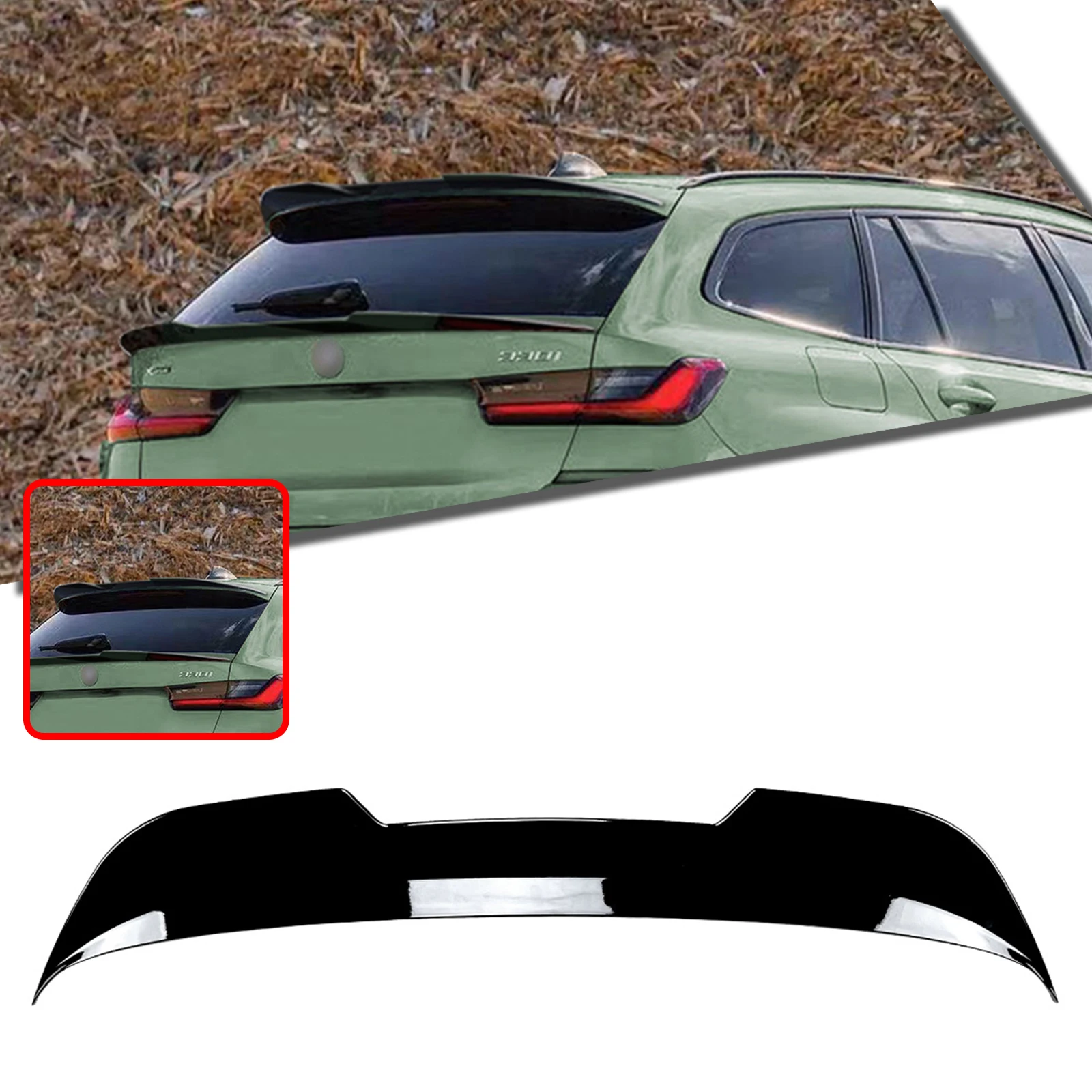 

For BMW 3 Series G21 2019-2023 Wagon Touring Rear Trunk Roof Spoiler Wing Carbon Fiber Look/Gloss Black Tail Upper Splitter Lip