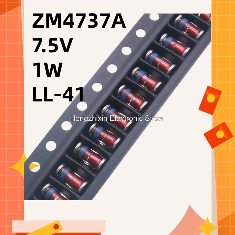 ZM4737A 7.5V  100 pieces, 1N4737 1W surface mount diode 7V5 voltage regulator tube glass tube cylindrical LL-41