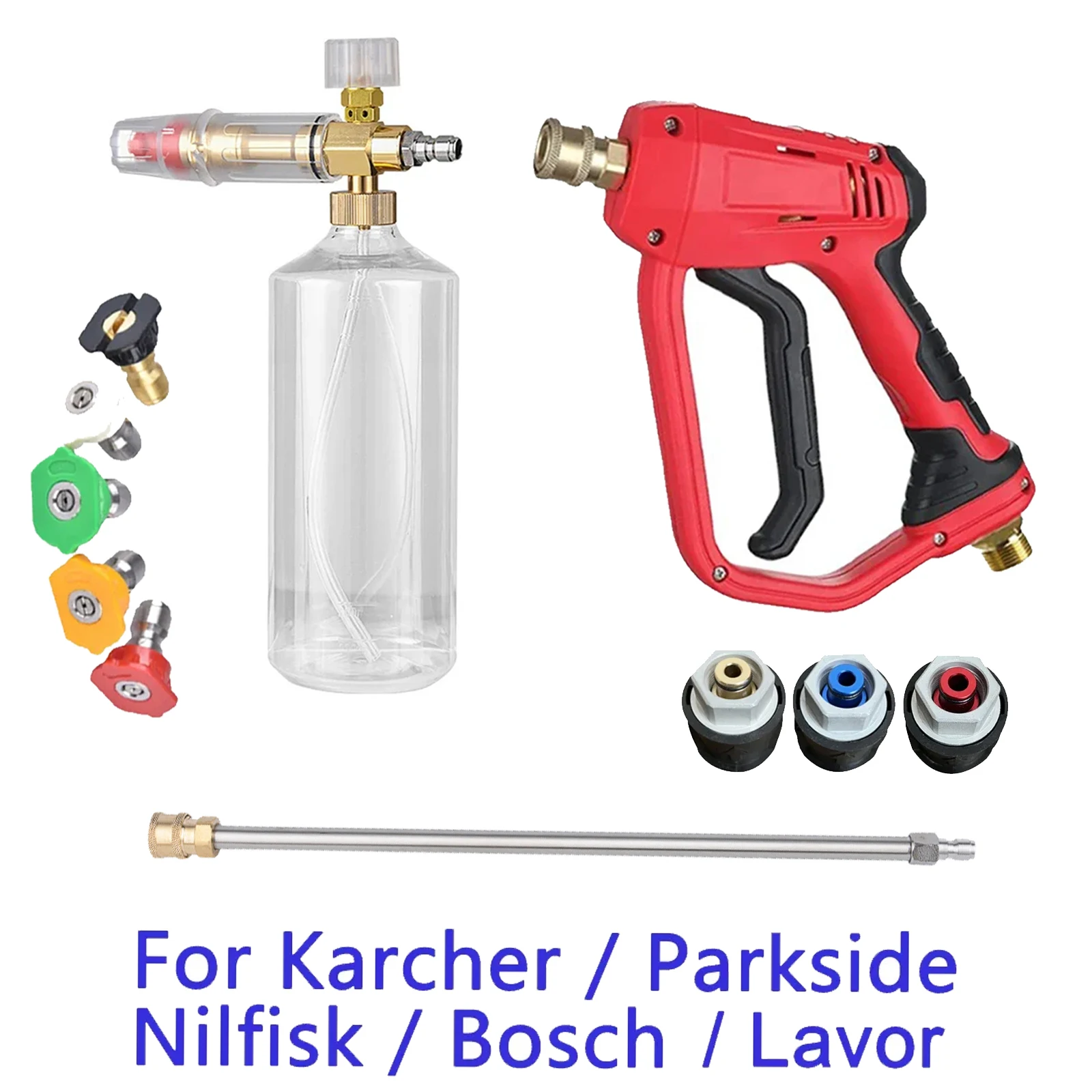 

Car Washer Water Gun Cleaning Foam Generator Snow Foam Lance 1/4" Quick Release Nozzles for Parkside Karcher Daewoo Lavor