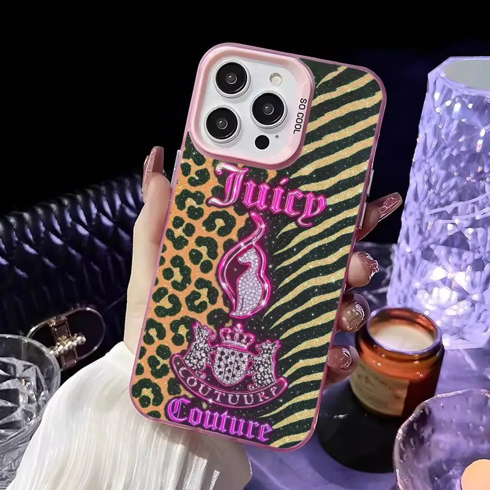 Чехол для телефона Juicy Couture-e для iPhone 16,15,14,13,12,11, Mini, Pro,MAX, розовый матовый противоударный чехол