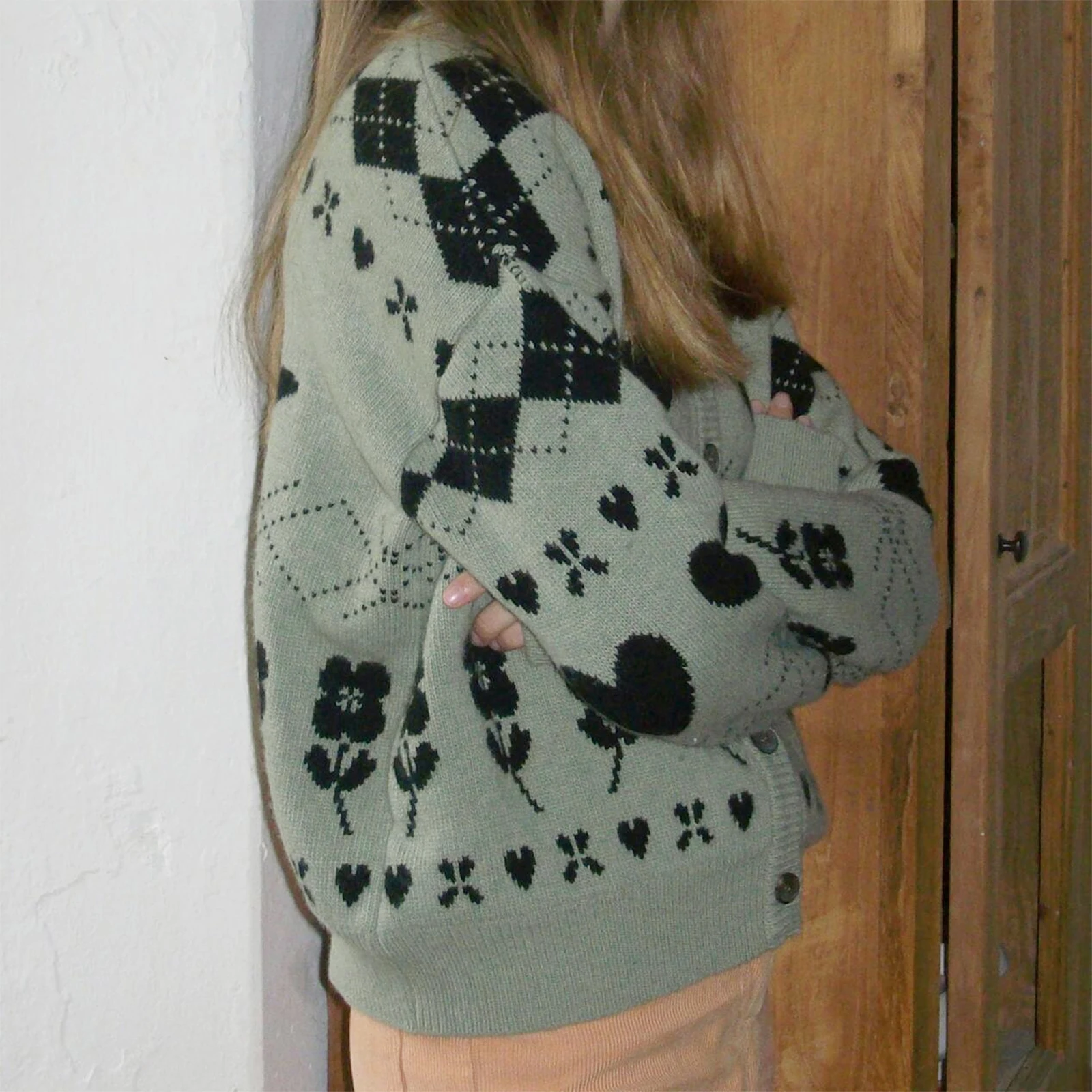 

Women Sweater Cardigan Long Sleeve Button Duck Flower Print Knitwear For Daily Wear Outdoor Activity Streetwear