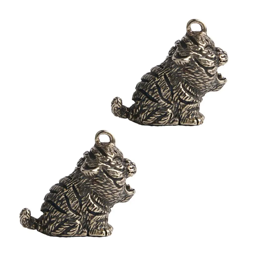 

2 Pcs Keychain Pendants High-Quality Brass Tiger Patterns Durable Unique Stylish Color Not Fade Portable Lightweight Key Rings