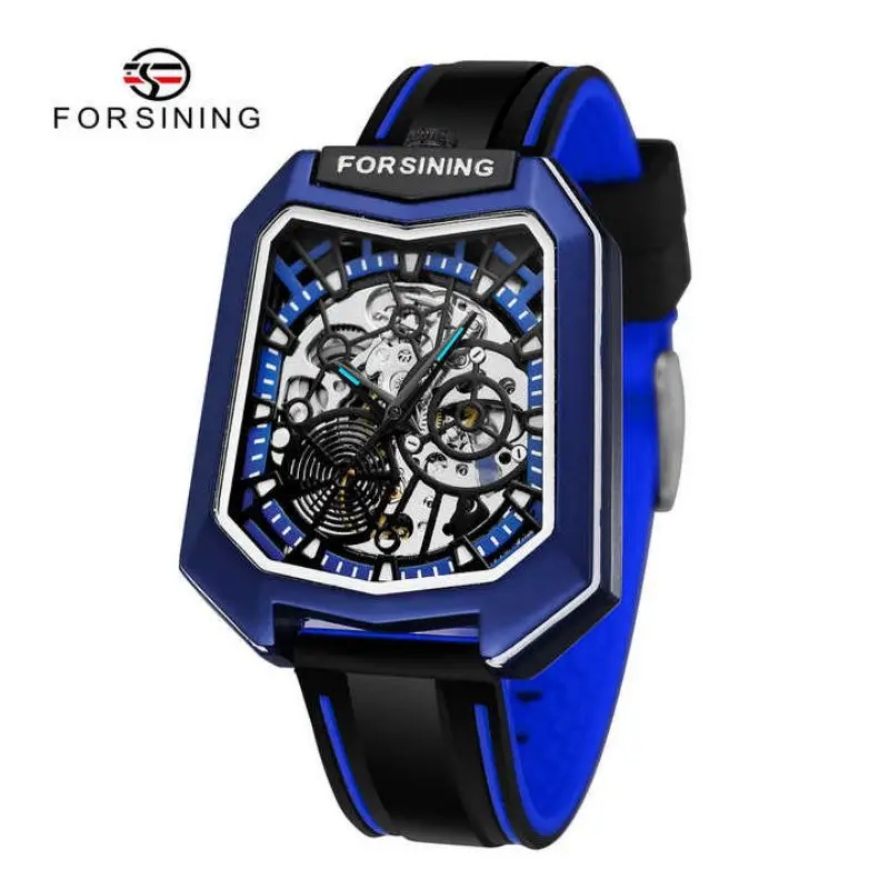 2024 NEW Forsining Outdoor Sports Mechanical Watches Fashion Shield Case Spider Skeleton Automatic Watch for Men Casual