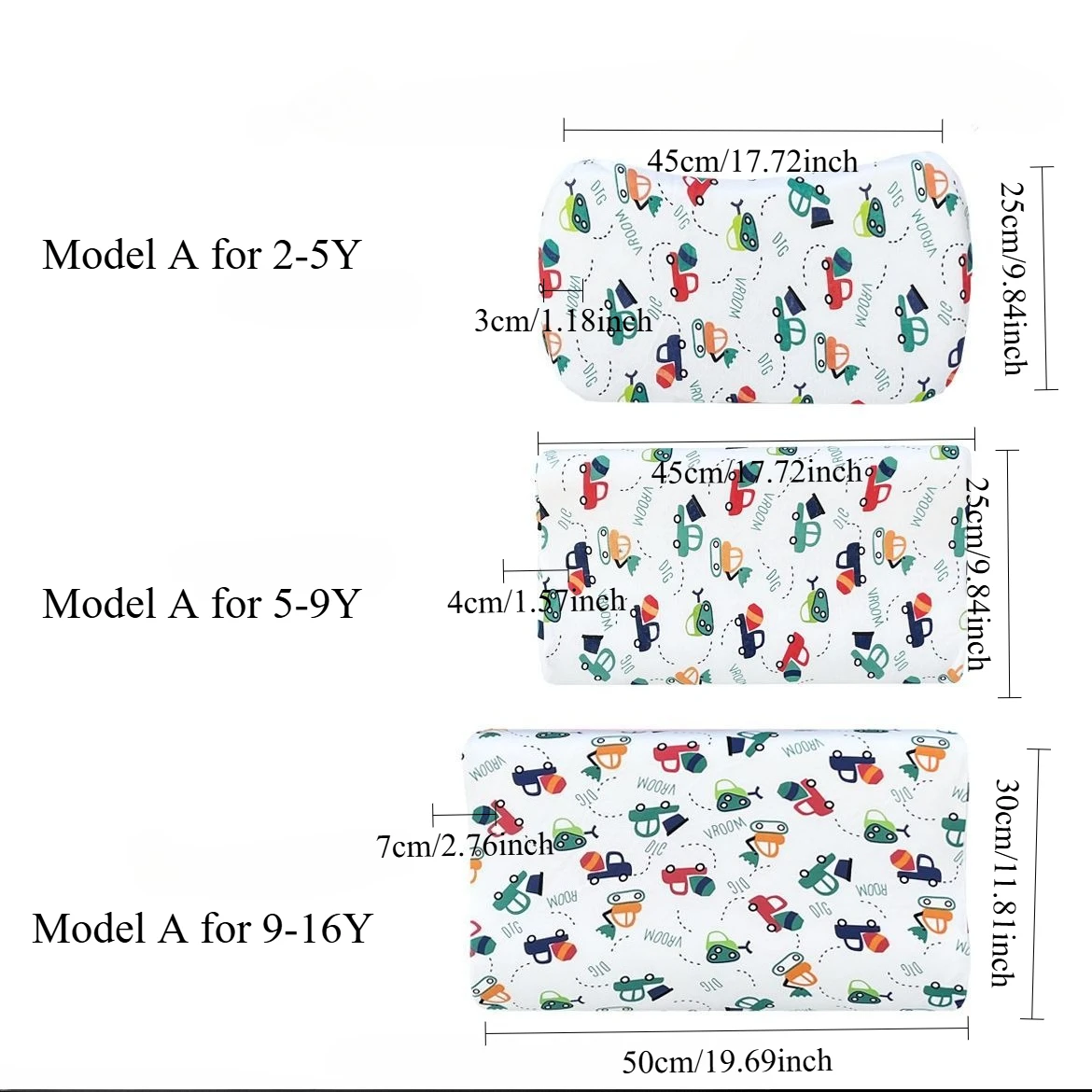 وسادة للأطفال الصغار مع كيس وسادة قابل للإزالة للأطفال، وسادة إسفنجية الذاكرة المحمولة قابلة للتنفس وناعمة هدايا للأولاد والبنات