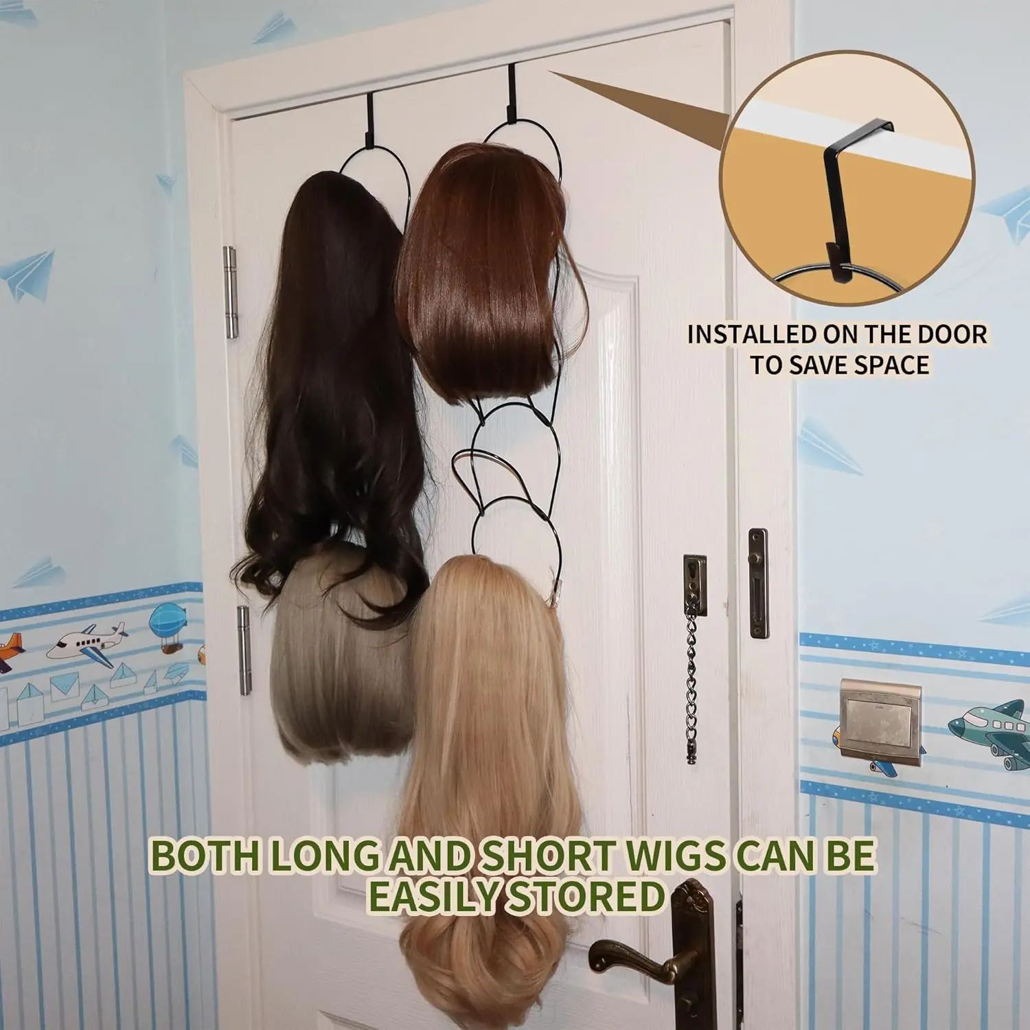 10 Pack wig Holder Organizer Closet Hanging Baseball Cap Display Storage Rack for Scarves Handbags Hanging Hook wig tool image 6