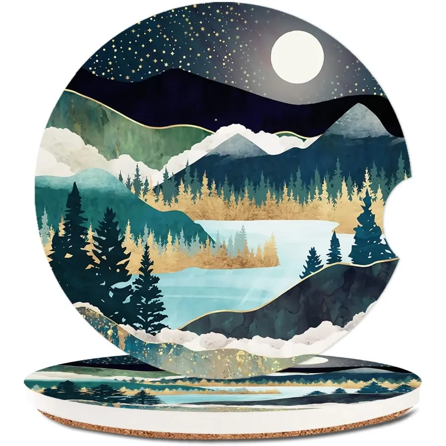 

2 упаковки впитывающих автомобильных подстаканников, керамических подставок с пробковой задней частью и отверстием для пальцев, крутые аксессуары для подстаканников, чтобы сохранить