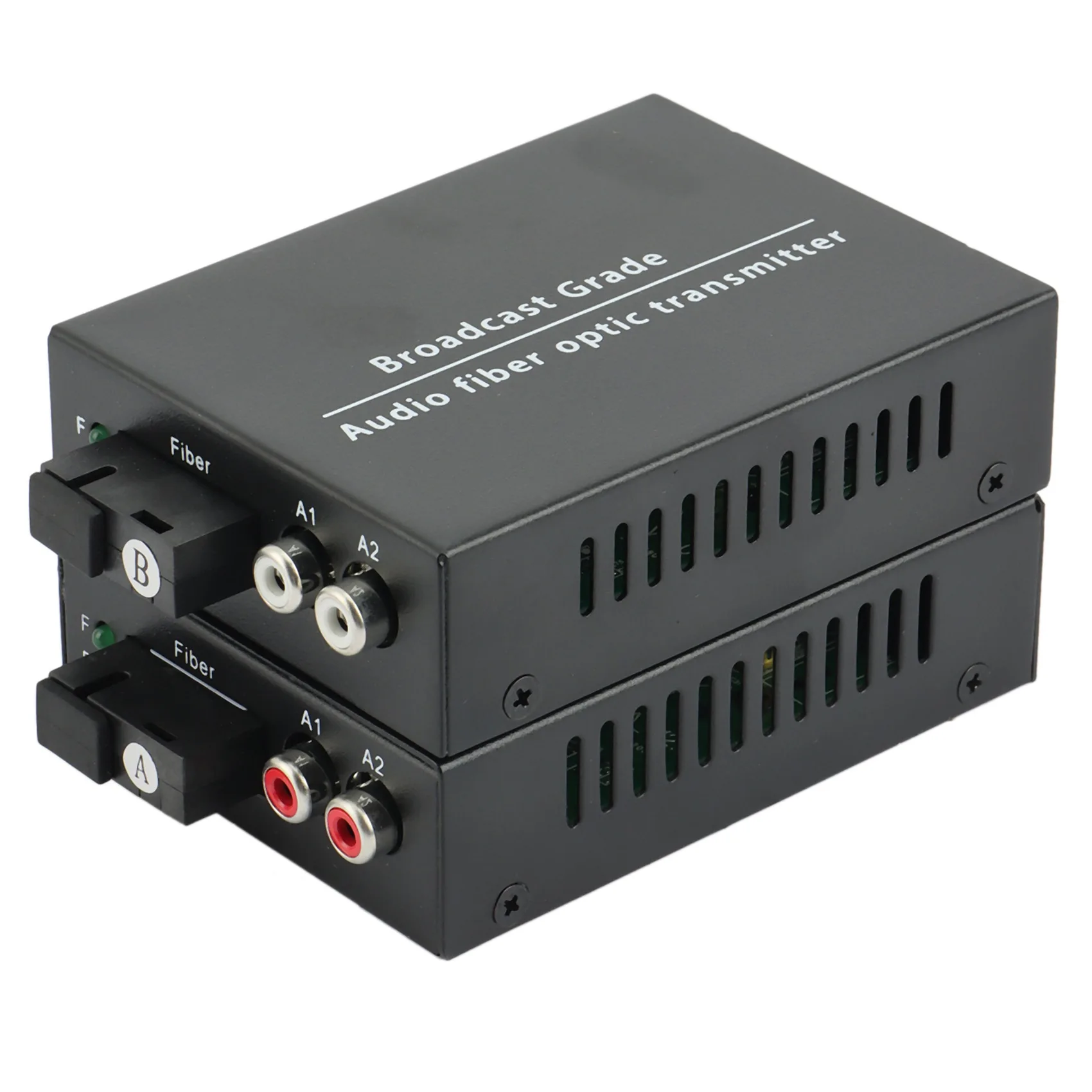 A003 2CH Audio over Fiber Optic Media Converters - Singlmode Fiber Up 20Km Multimode 500M for Broadcasting Intercom System