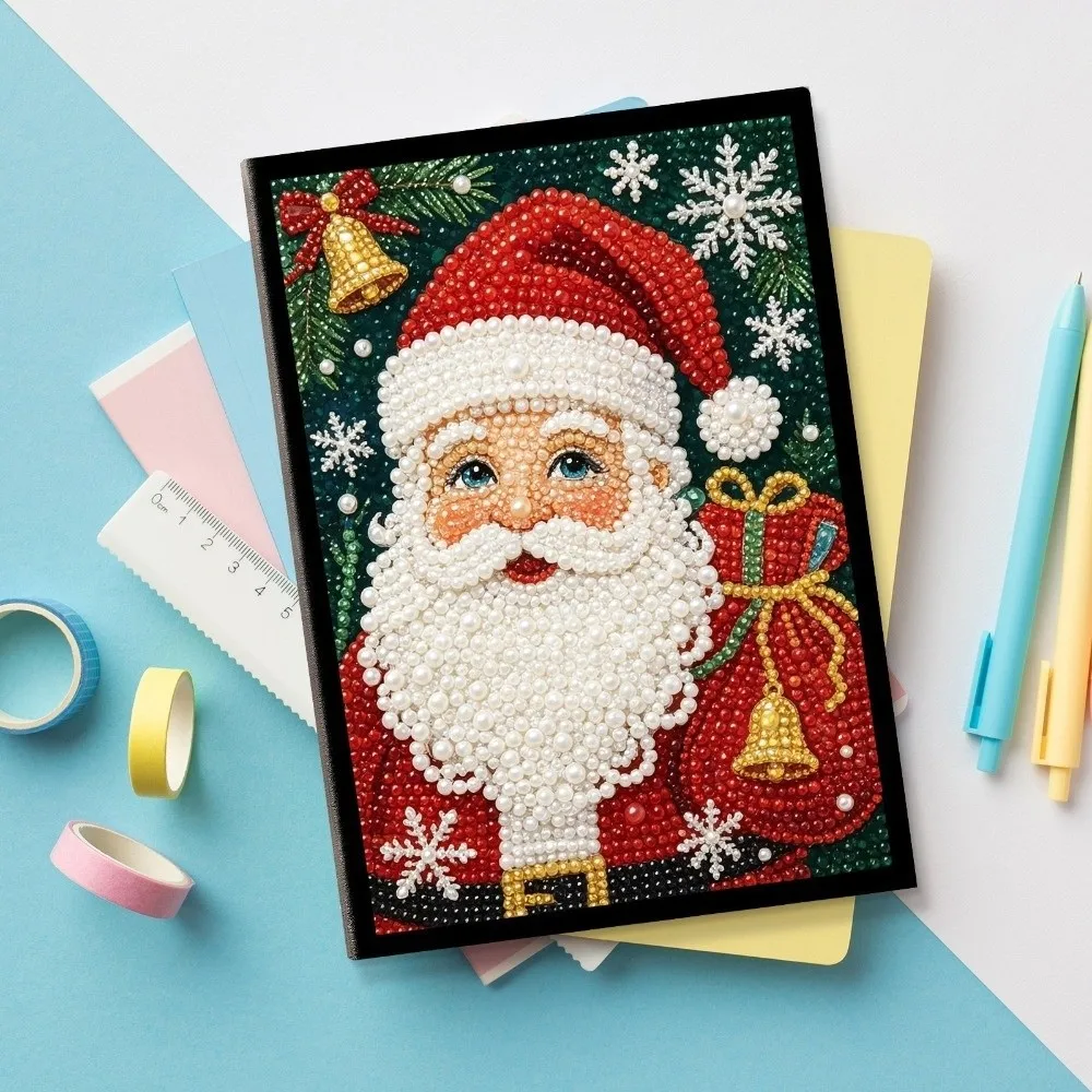 Colorful Finish DIY Pearl and Diamond Notebook Art Handmade 3D Visual Effect Xmas Diamond Painting Diary Kit Snowman Santa Claus