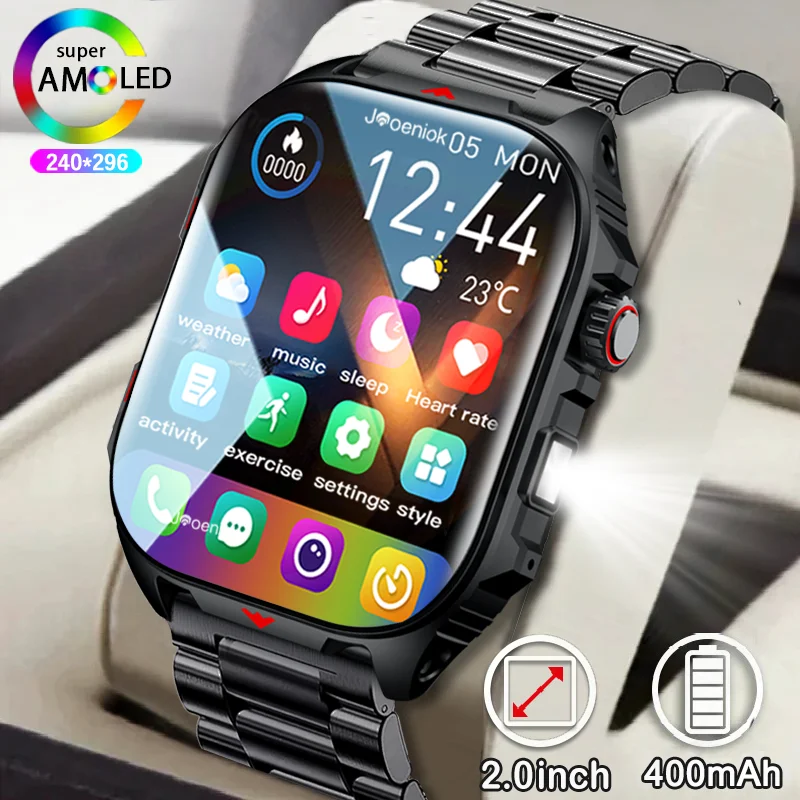 

2025 New Smart Watch Women LED Flashlight 400mAh Large Battery Heart Rate Sport Waterproof BT Call Smartwatch For Android IOS