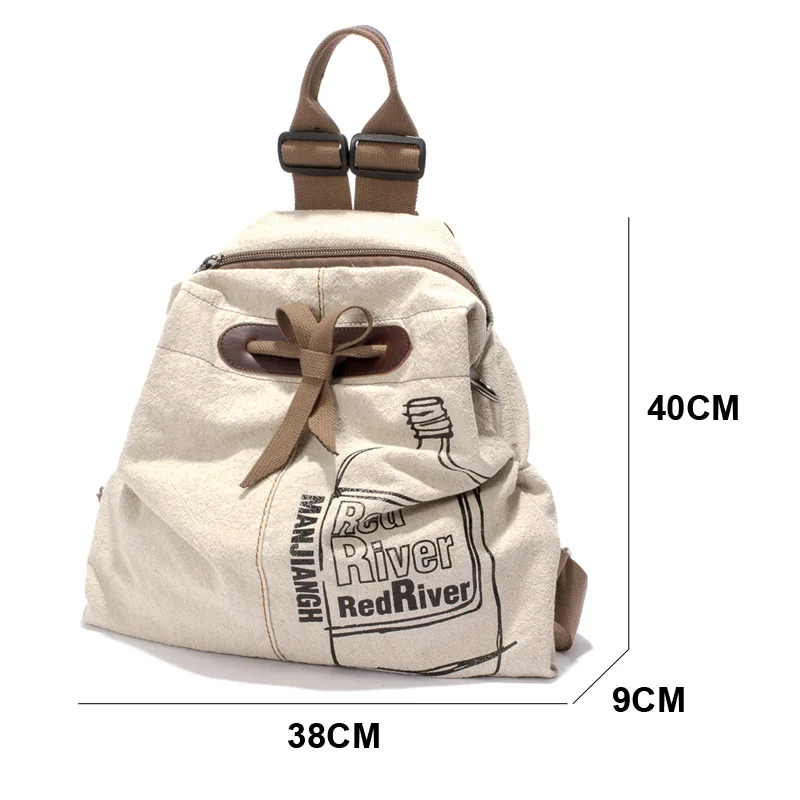 Cotton And Linen Backpack Female Korean Version Of The Graffiti Leisure Travel Backpack Pleated Trend Backpack