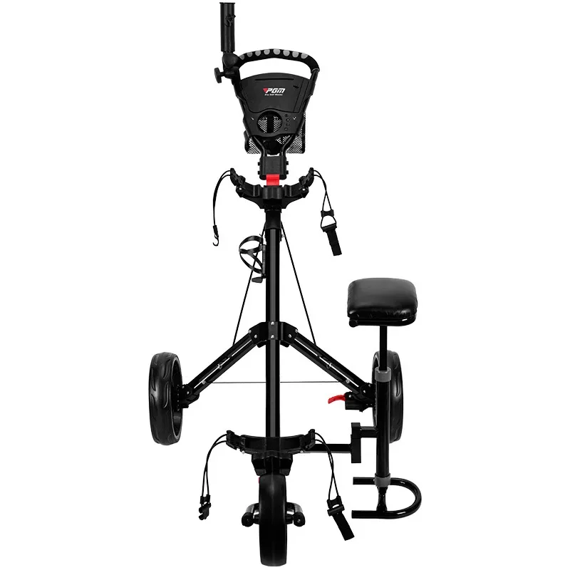 

Golf Three-wheel Bag Trolley with Brake Foldable Storage Bag Umbrella Holder Water Cup Holder with Seat