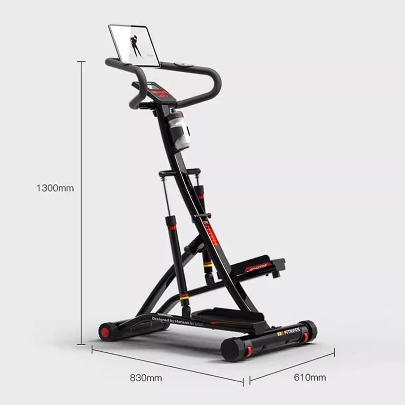 Stepper w/Handlebar, Extended Step Range Machine for Climbing Exercise, Compact, Height-Adjustable, Low-Impact & Optional App