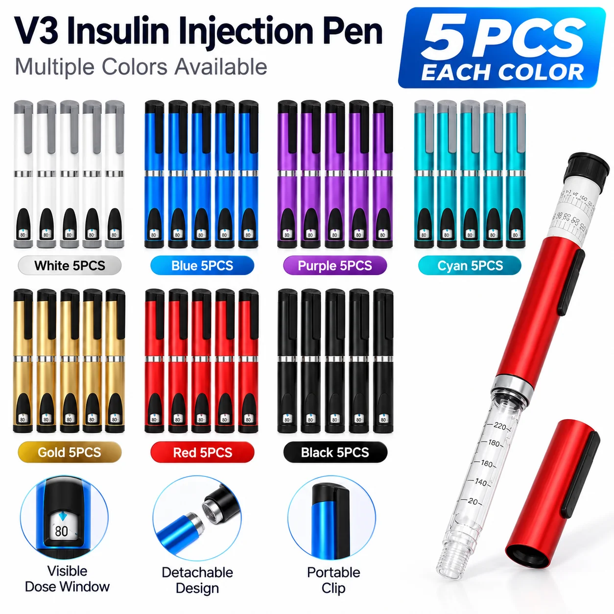 lot-de-5-stylos-injecteurs-v3-reutilisables-stylo-magique-en-metal-ameliore-60-ui-rechargeable-dose-reglable-injecteur-compatible-usage-domestique