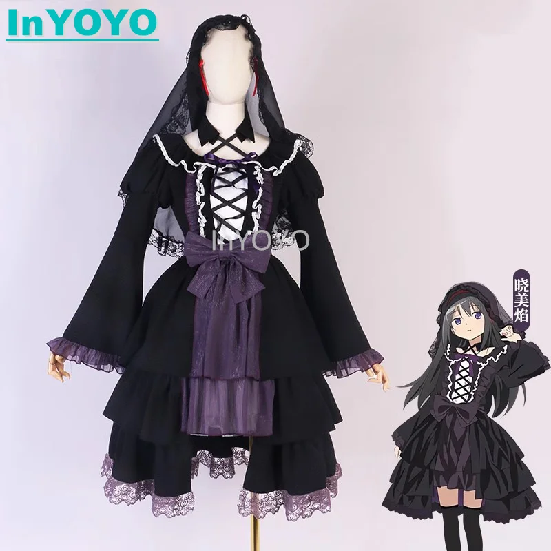 

InYOYO Akemi Homura Cosplay Costume Anime Puella Magi Madoka Magica Gorgeous Dress Uniform Halloween Party Outfit For Women New