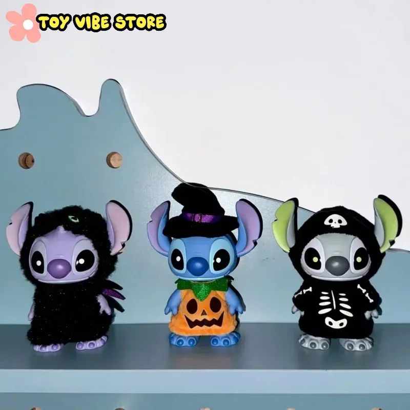 

New Original Enesco Stitch Trick Anime Action Figure Lovely Toy Pumpkin Wizard Luminous Skeleton Stitch Figurines Halloween Gift