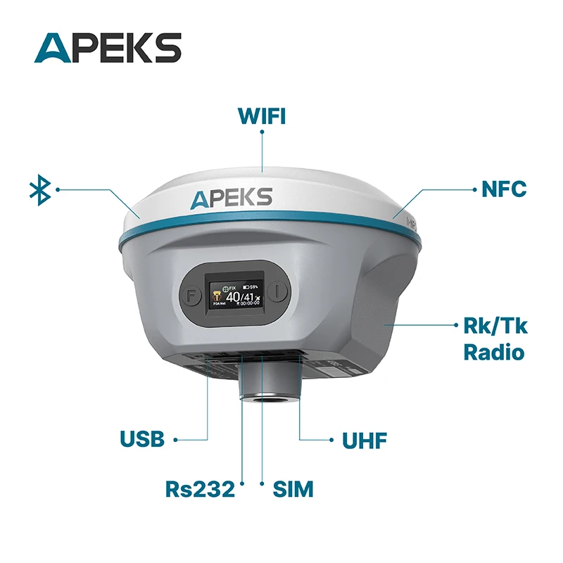 Apeks Gnss Rtk Gps Surveying Ap40 Laser+ Oled Color Screen Um980 1408 Channels Imu Laser Surveying Gnss Rtk Base And Rover
