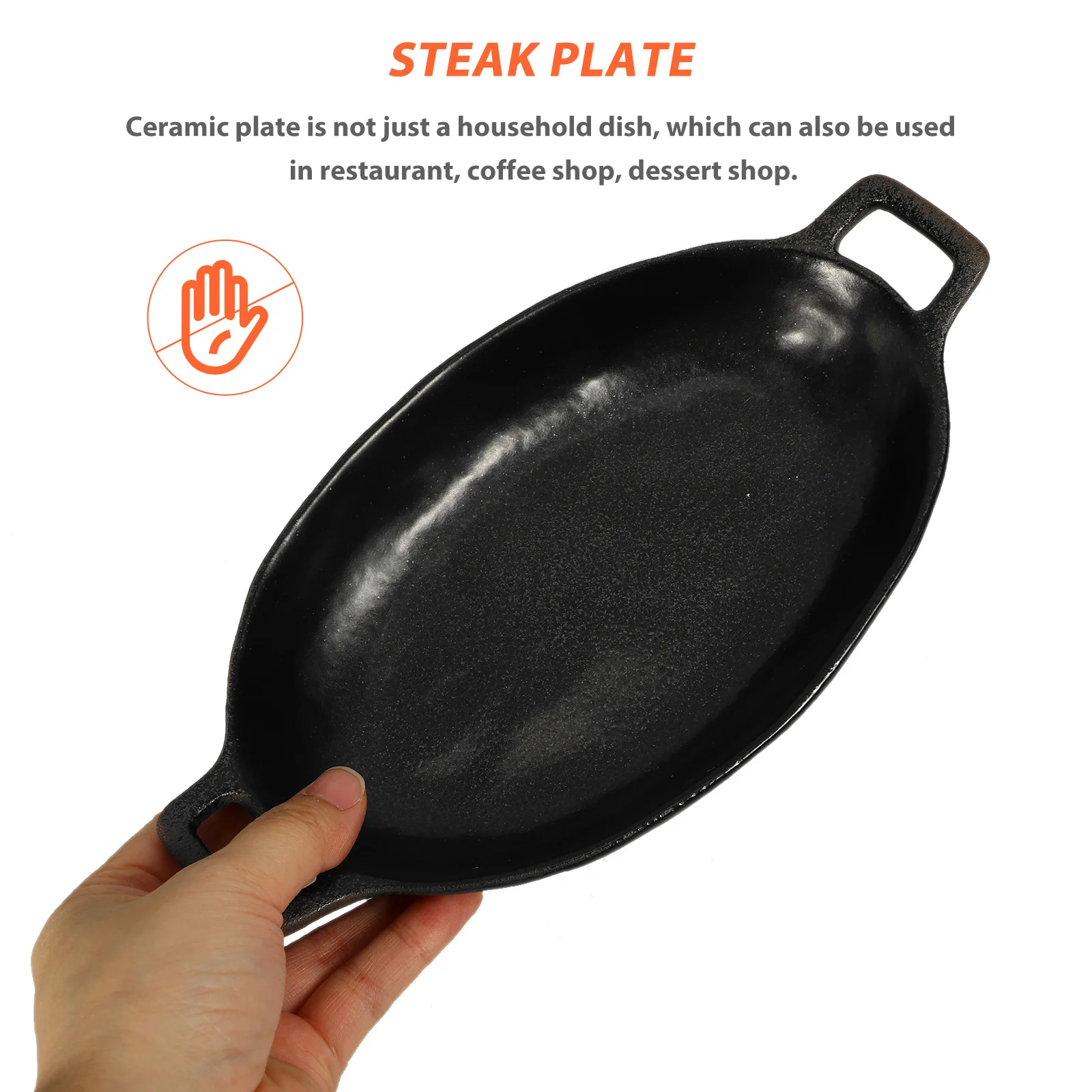 

Ceramic Steak Serving Plate Double Handle Oval Food Platter for Restaurant Salad Dessert Dinnerware Oval Food Platter