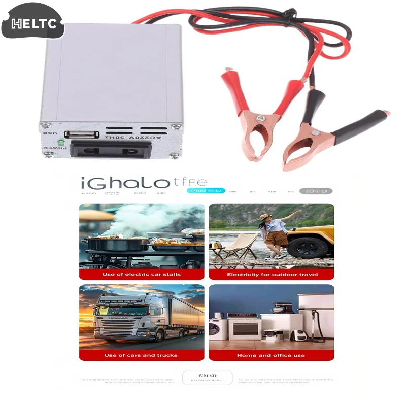 

Инвертор мощности 220 Вт, автомобильный солнечный инвертор, USB-трансформатор напряжения, портативный преобразователь постоянного тока 12 В в переменный ток 220 В, USB зажим для аккумулятора