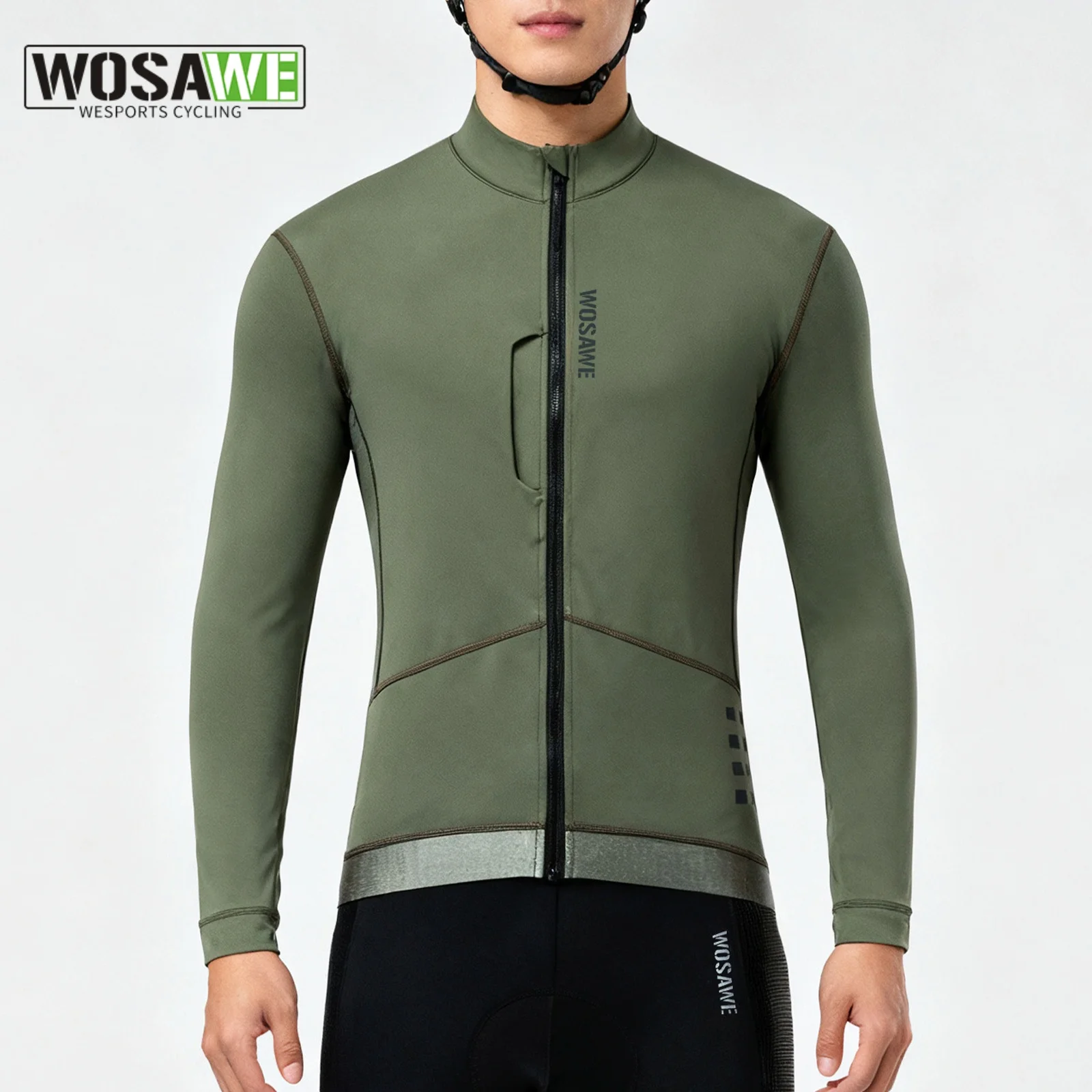 

WOSAWE Men's Cycling Jacket Waterproof Bicycle Jacket Windproof Reflective Core Winter Jacket Thermal Road Bike Clothing