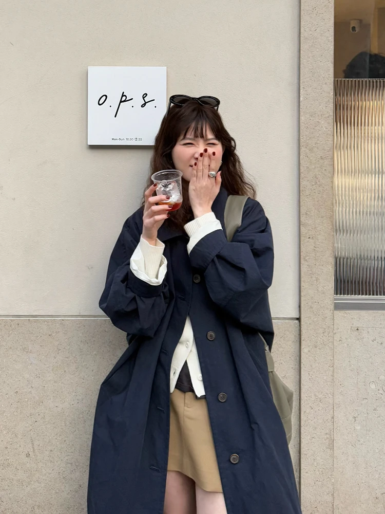 Leren trenchcoat voor dames Ultravioletbestendig Boho Back Denim Windbreakers gevoerd Nieuwste overknee aankomst van middelbare leeftijd geperst